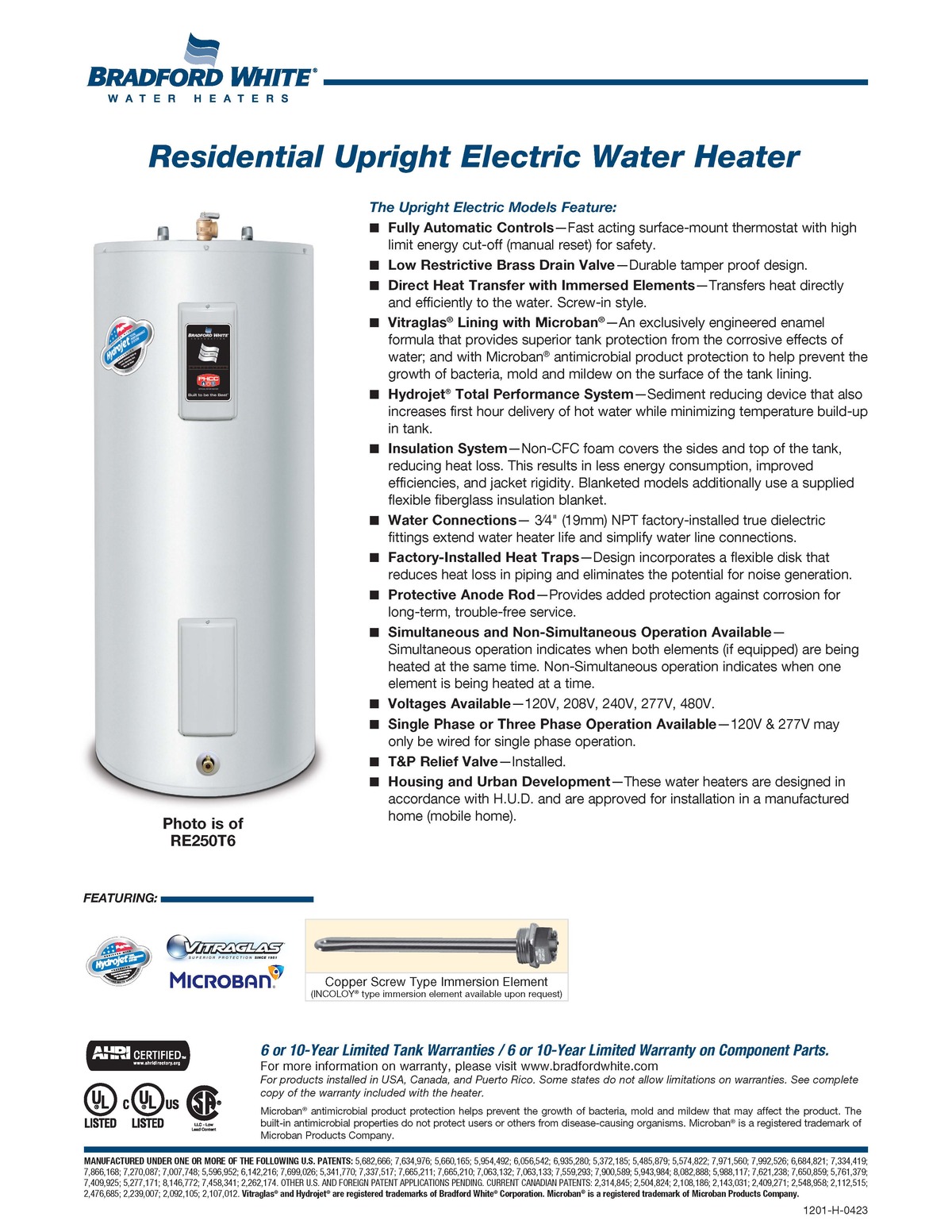 Residential Upright Electric Water Heater PDF