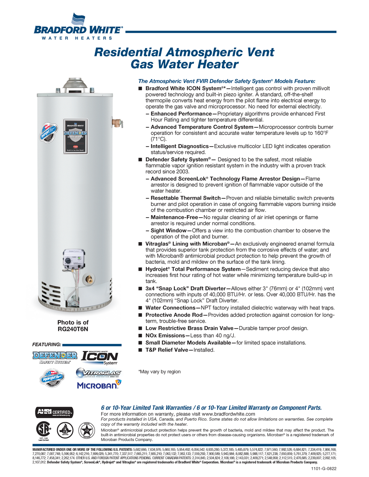 Residential Atmospheric Vent Gas Water Heater PDF